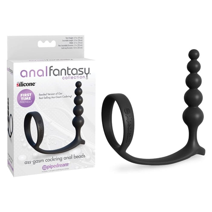 Anal Fantasy Ass-Gasm Cockring Anal Beads Black
