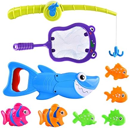 Bath Toys Baby Bath Essentials Fishing Pole Games Swimming Shark Grabber Water Table Pool Bath Time Infant Bathtub Toy Set Non Toxic Mold Free Bath Toys for Kids Ages 3 4 5 6 7 8 Boys Girls
