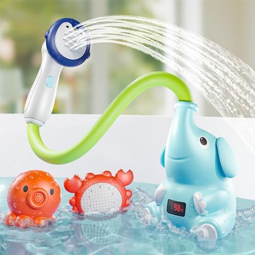 G-WACK Baby Bath Shower Head Sprayer with Water Thermometer for New Born Infants, Toddlers, Kids | Elephant Hose Bath Sprayer | Baby Must Haves, Accessories, Essentials in Bathtub | USB Rechargeable