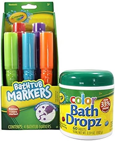 Crayola Bathtub Markers and Crayola Color Bath Drops, 60 tablets - Bring Creative Fun to Bath Time - Non-toxic