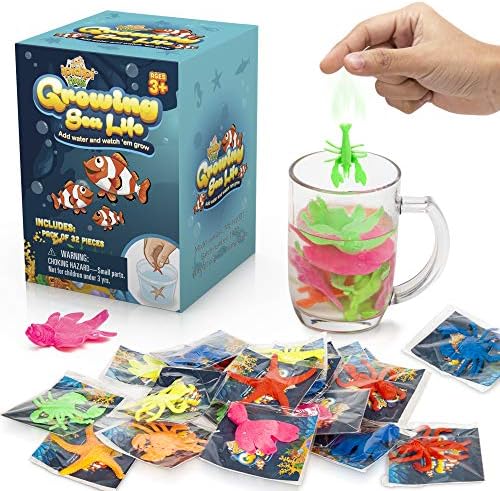 Ipidipi Toys Growing Sea Animals - Under the Sea Party Favors, Goodie Bags Fillers & Easter Egg Stuffers for Kids - Growing Water Sea Creatures for Children (25-Pack)