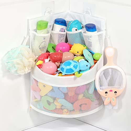 Ligereza Baby Bathtub Toy Storage - 17" x 13" Bathtub Toy Holder Mesh Bathtub Toy Holder Let Baby Bathtub Toys To Dry Faster, Bathtub Toy Organizer For 1-3 Year Old Toddler Bathtub Toys