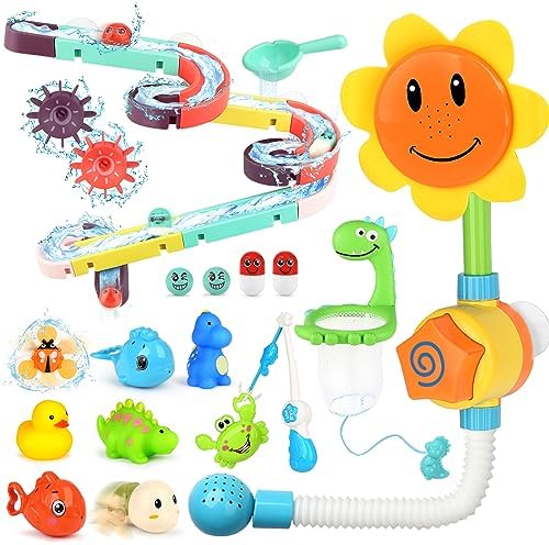 Dreamon Bath Toys for Toddlers,Bathtub Toy with Sunflower Shower and Floating Squirting Toys,Magnetic Fishing Game for Babies,Birthday for Kids