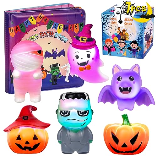 Halloween Light Up Bath Toys with Halloween Bath Book (7pcs)