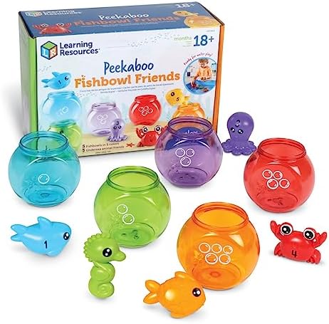 Learning Resources Peekaboo Fishbowl Friends, 10 Pieces, Ages 18 Months+, Learning Toys, Baby Toys, Educational Toys,Fish Toys,Animal Toys,Bath Toys