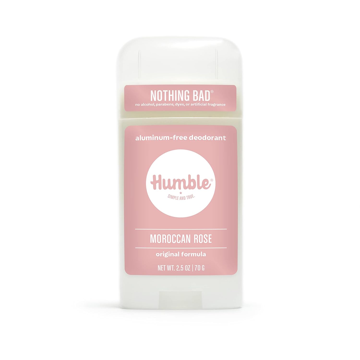 HUMBLE BRANDS Original Formula Aluminum-free Deodorant. Long Lasting Odor Control with Baking Soda and Essential Oils, Moroccan Rose, Pack of 1