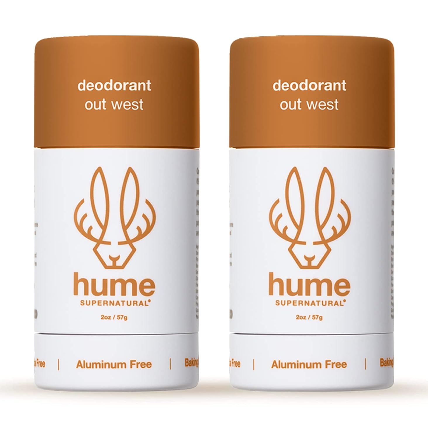 Hume Supernatural Aluminum Free Deodorant for Women & Men - Probiotic and Plant-Based, Long-Lasting Moisture Absorbing - Clean and Effective (Out West - 2-Pack)