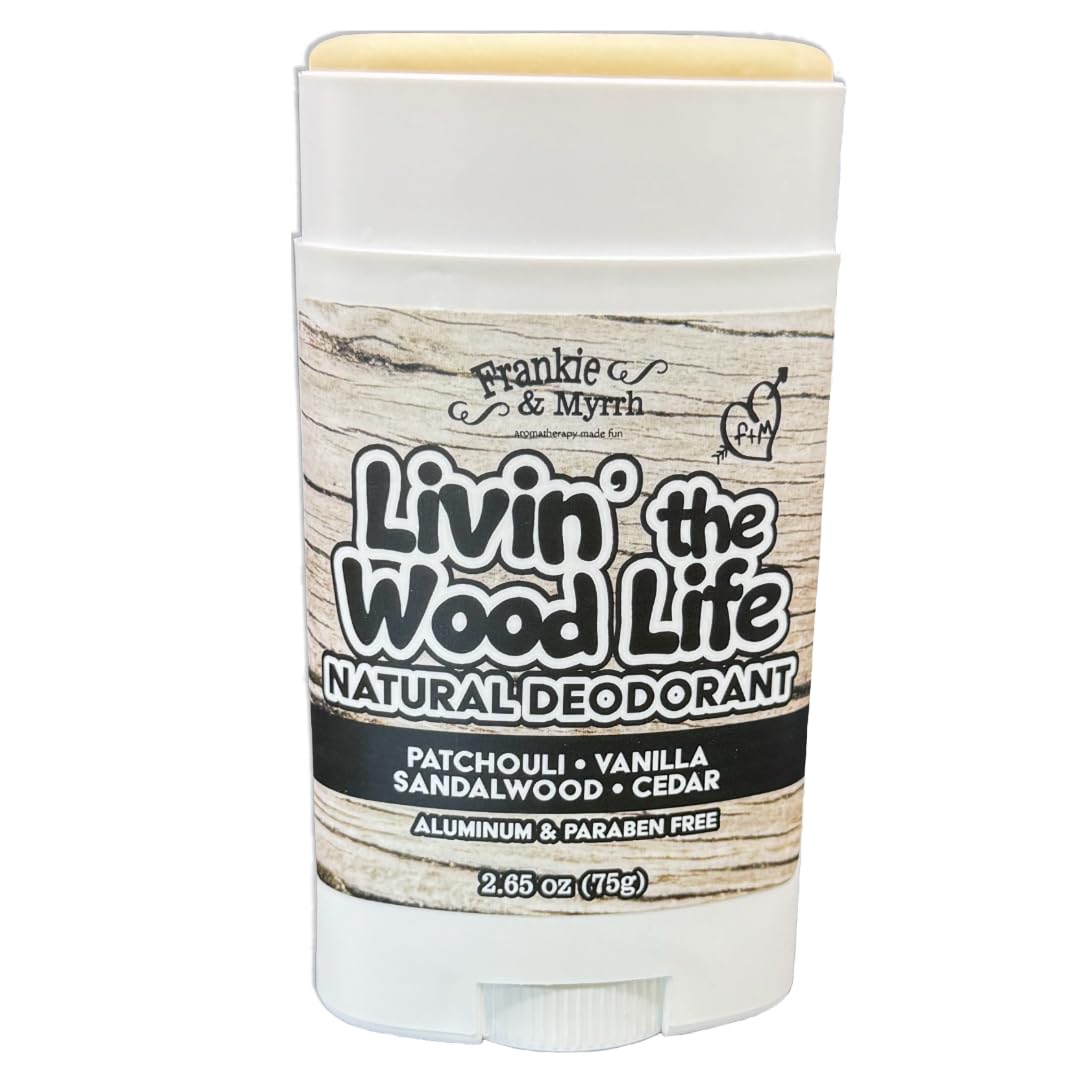 Frankie and Myrrh Wood Life Deodorant | Patchouli Vanilla Sandalwood | Real Essential Oil | Aluminum-Free (2.56 oz)