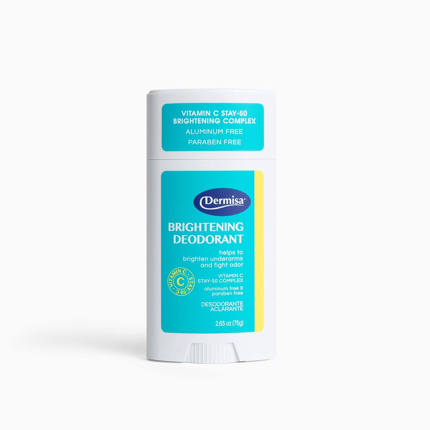 Dermisa Brightening Deodorant | with Vitamin C Stay-50 | ALUMINUM FREE, PARABEN FREE, VEGAN & BAKING SODA FREE | 2.65 OZ | 1-PACK