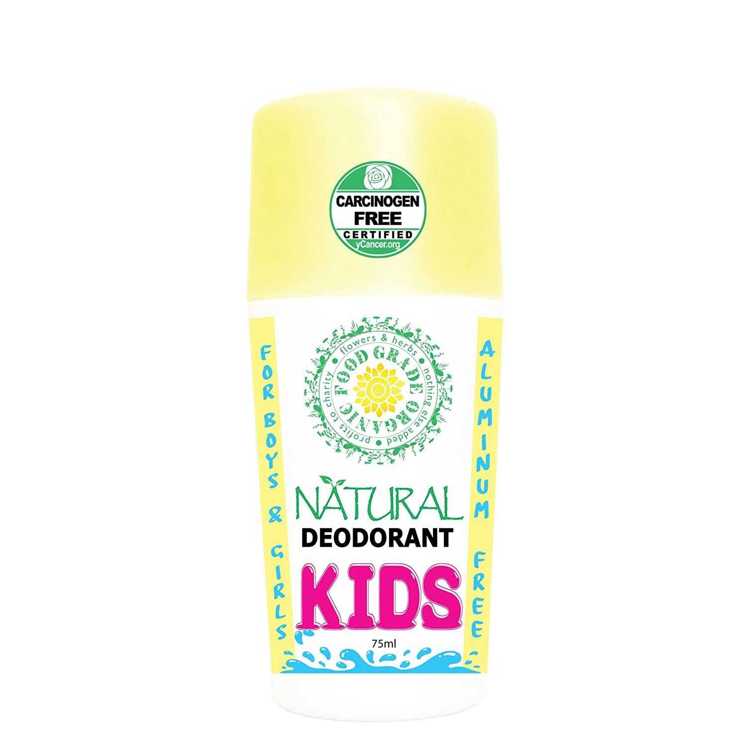 KIDS 100% Natural Organic Healthy Roll On Deodorant for Children Healing Detox Aluminum-Free Carcinogen Free Certified Vegan Paleo Keto Rollon non-toxic no chemicals