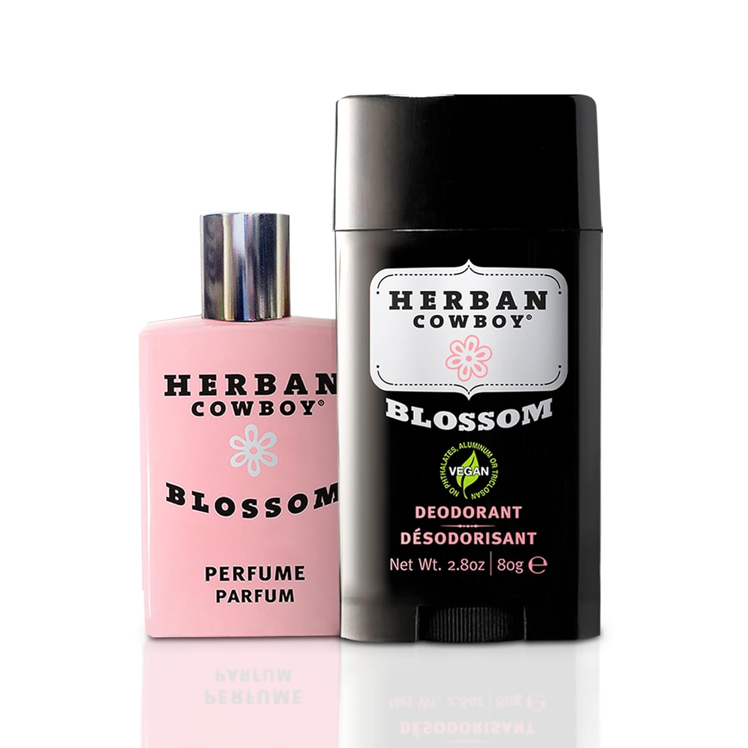 Herban Cowboy Blossom Perfume and Blossom Deodorant (2 Pack), Cruelty-Free, 100% Vegan and PETA Certified, Fresh Clean