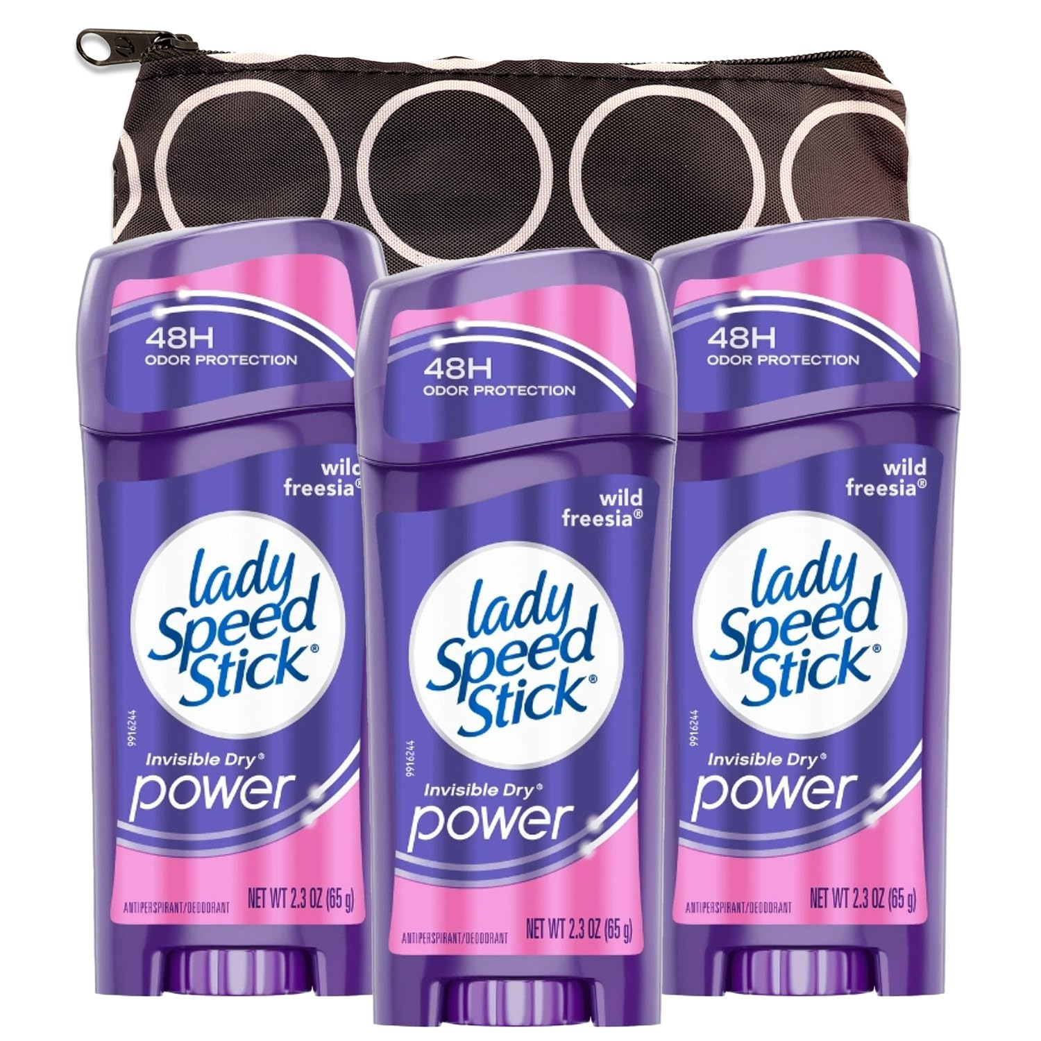 Lady Speed Wild Freesia Deodorant for Women Travel Pack - 3 Pack Wild Freesia Deodorant Travel Size 1.4 Oz Bundle with Bag | Travel Size Deodorant Women