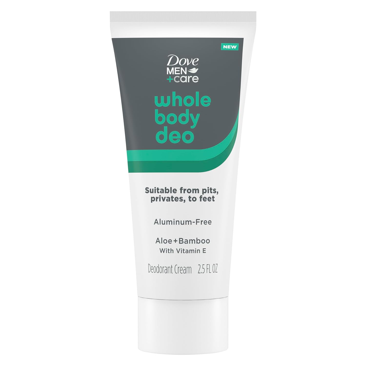 Dove Men+Care Whole Body Deo Aluminum-Free Deodorant Cream Aloe + Bamboo Suitable from Pits, Privates, to Feet 2.5 fl oz