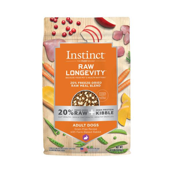 Instinct® Raw Longevity™ 20% Freeze-Dried Raw Meal Blend Grain-Free Recipe with Farm-Raised Rabbit for Dogs