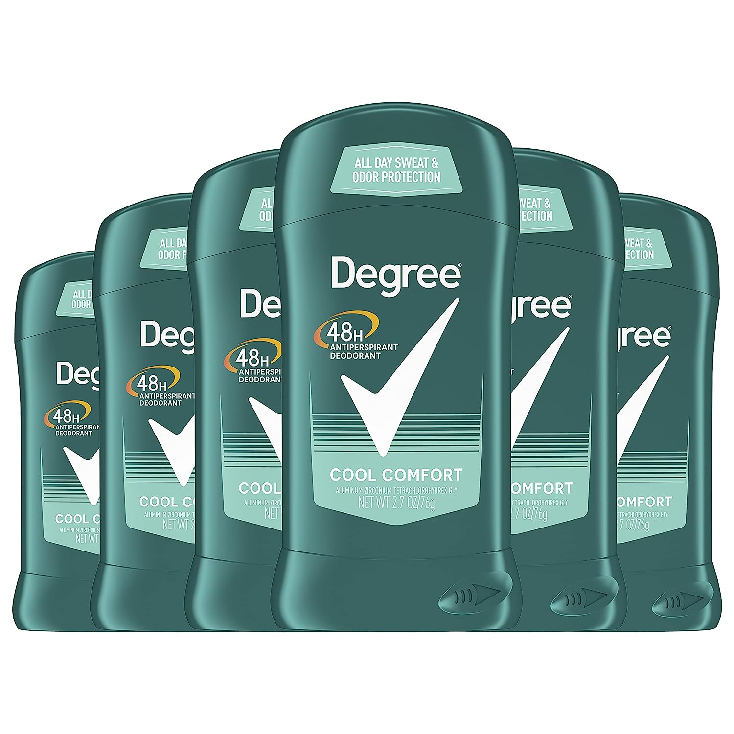 Degree Men Original Antiperspirant Deodorant for Men, Pack of 6, 48-Hour Sweat and Odor Protection, Cool Comfort 2.7 oz