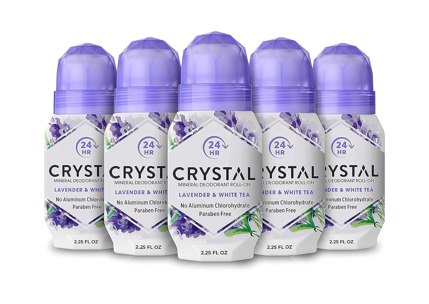 CRYSTAL Deodorant Mineral Deodorant Roll-On, Lavender & White Tea 2.25 oz (Pack of 5) SG_B002F8I8VS_US