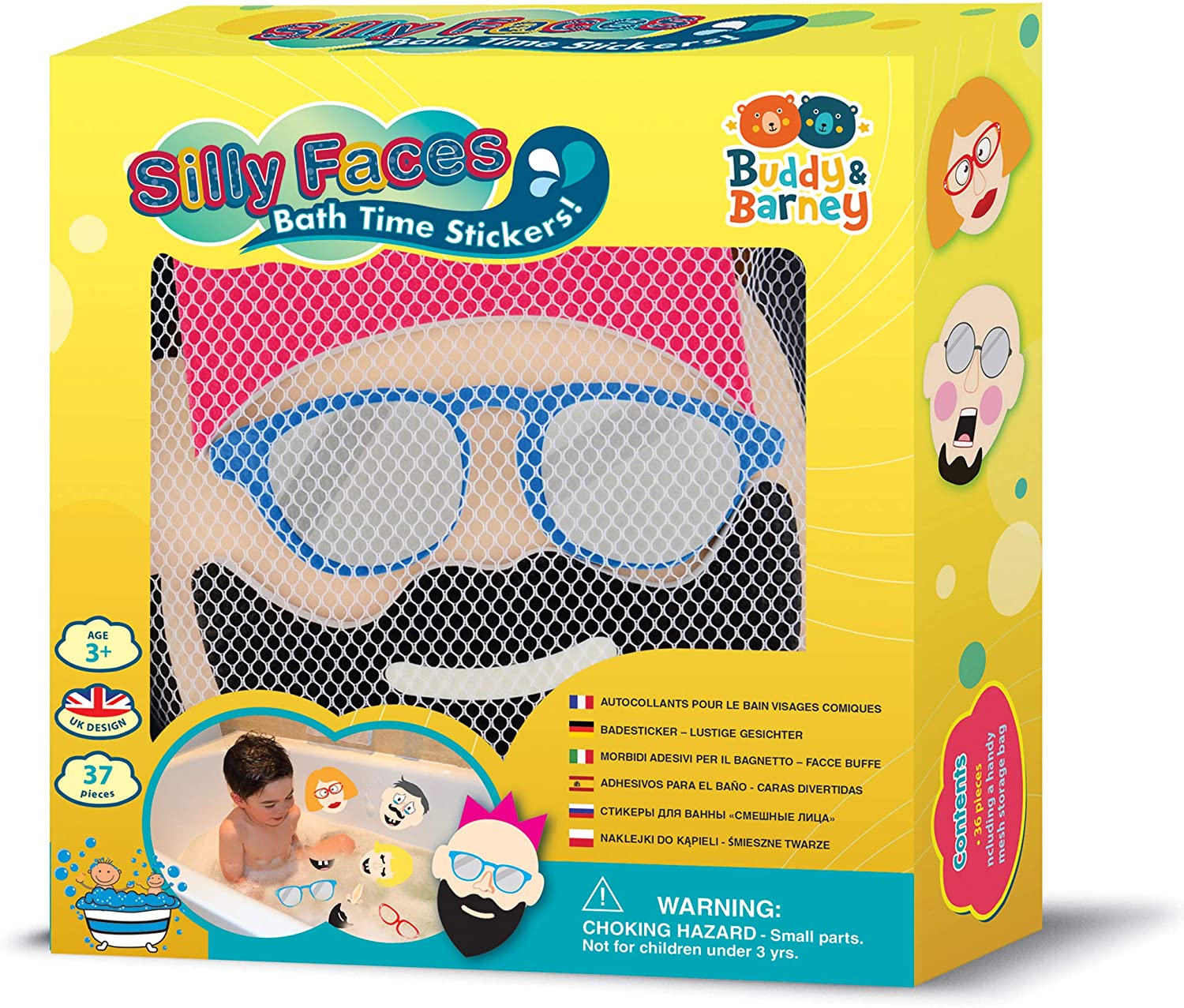 Buddy & Barney Bath Stickers--Silly Faces