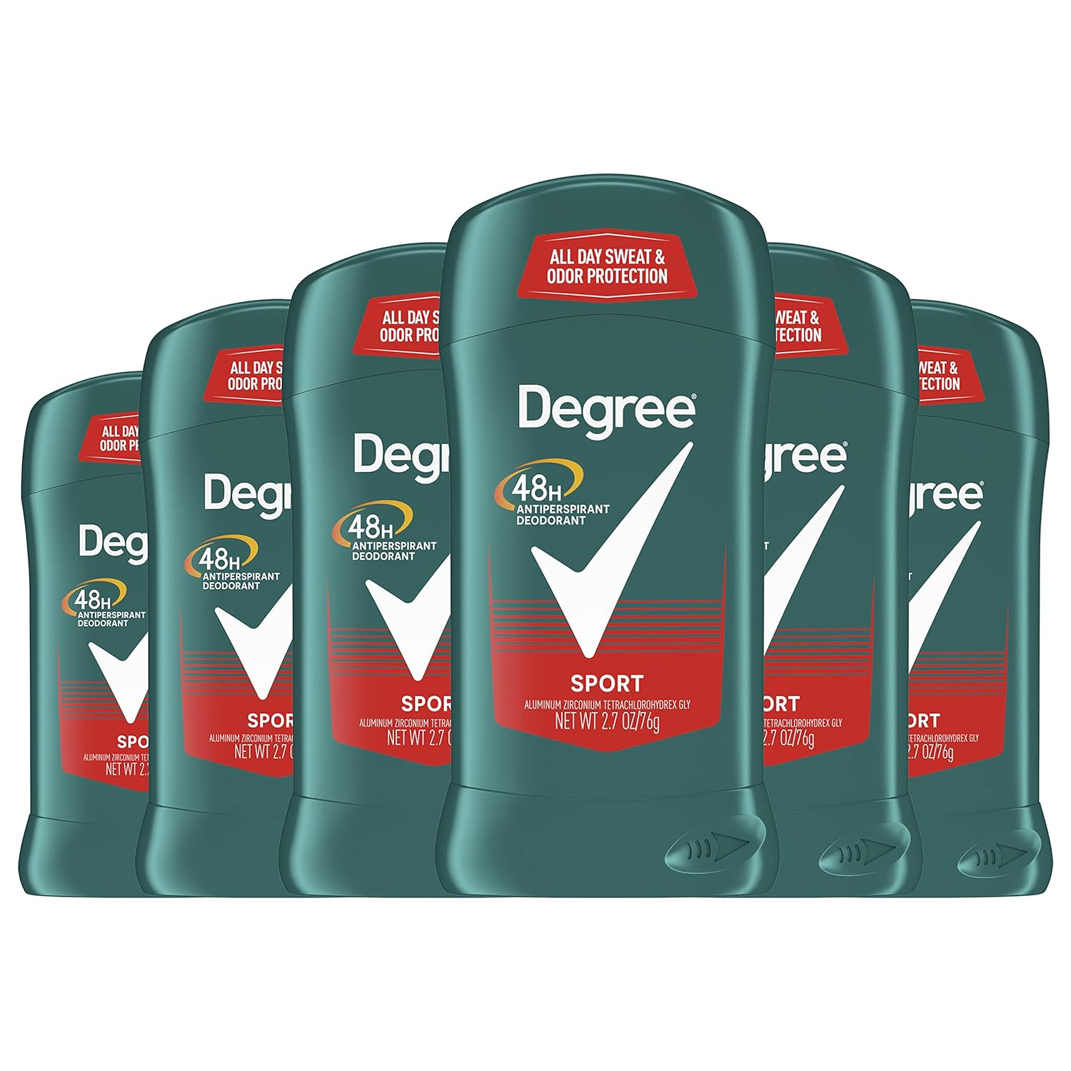 Degree Men Original Antiperspirant Deodorant for Men, Pack of 6, 48-Hour Sweat and Odor Protection, Sport 2.7 oz