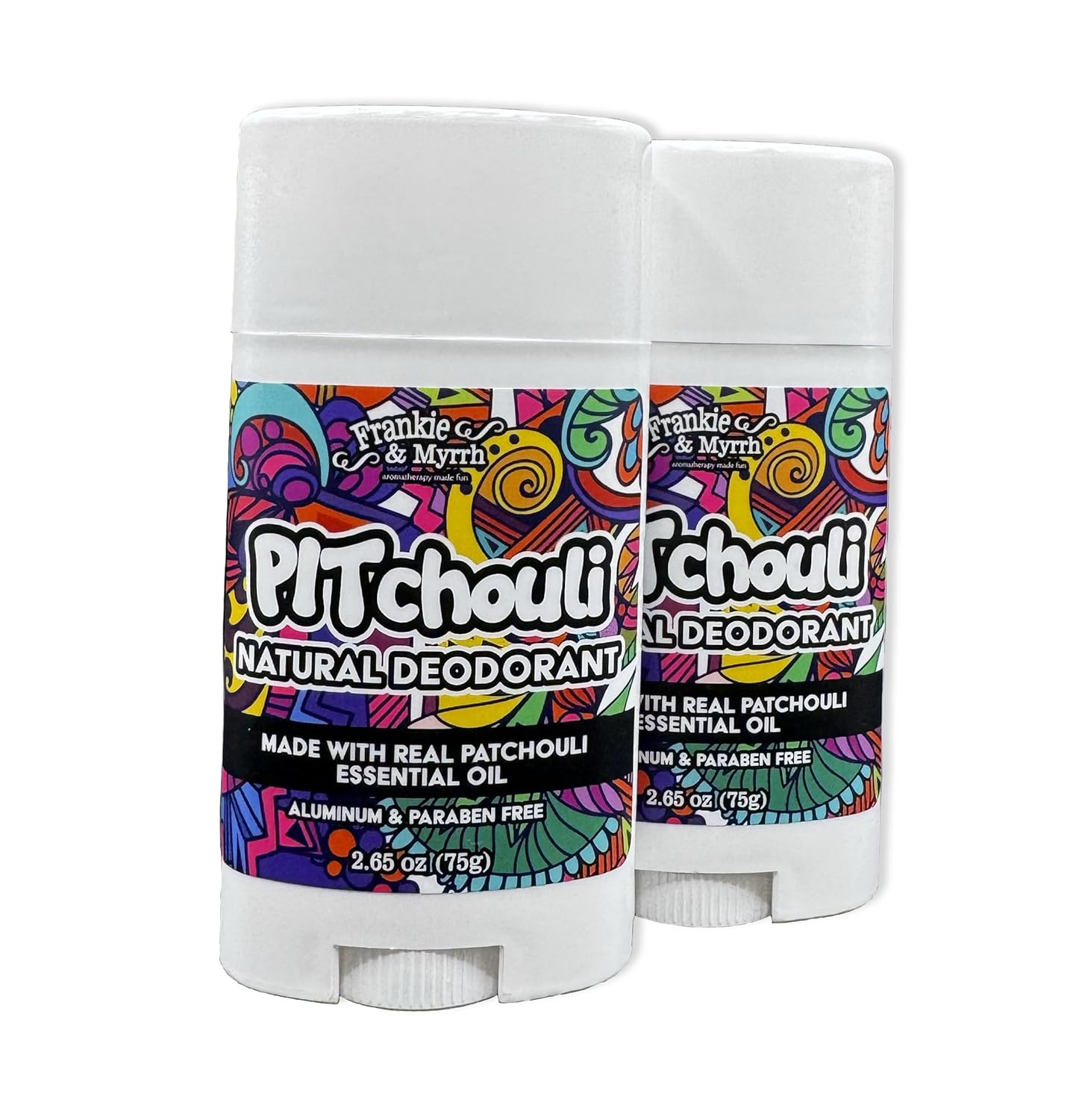 Frankie and Myrrh PITchouli 2 Pack | Natural Patchouli Deodorant for Women and Men | Real Essential Oils | Aluminum Free-Baking Soda, Coconut Oil and Shea Butter (2.56 oz) Paraben and Phthalate Free