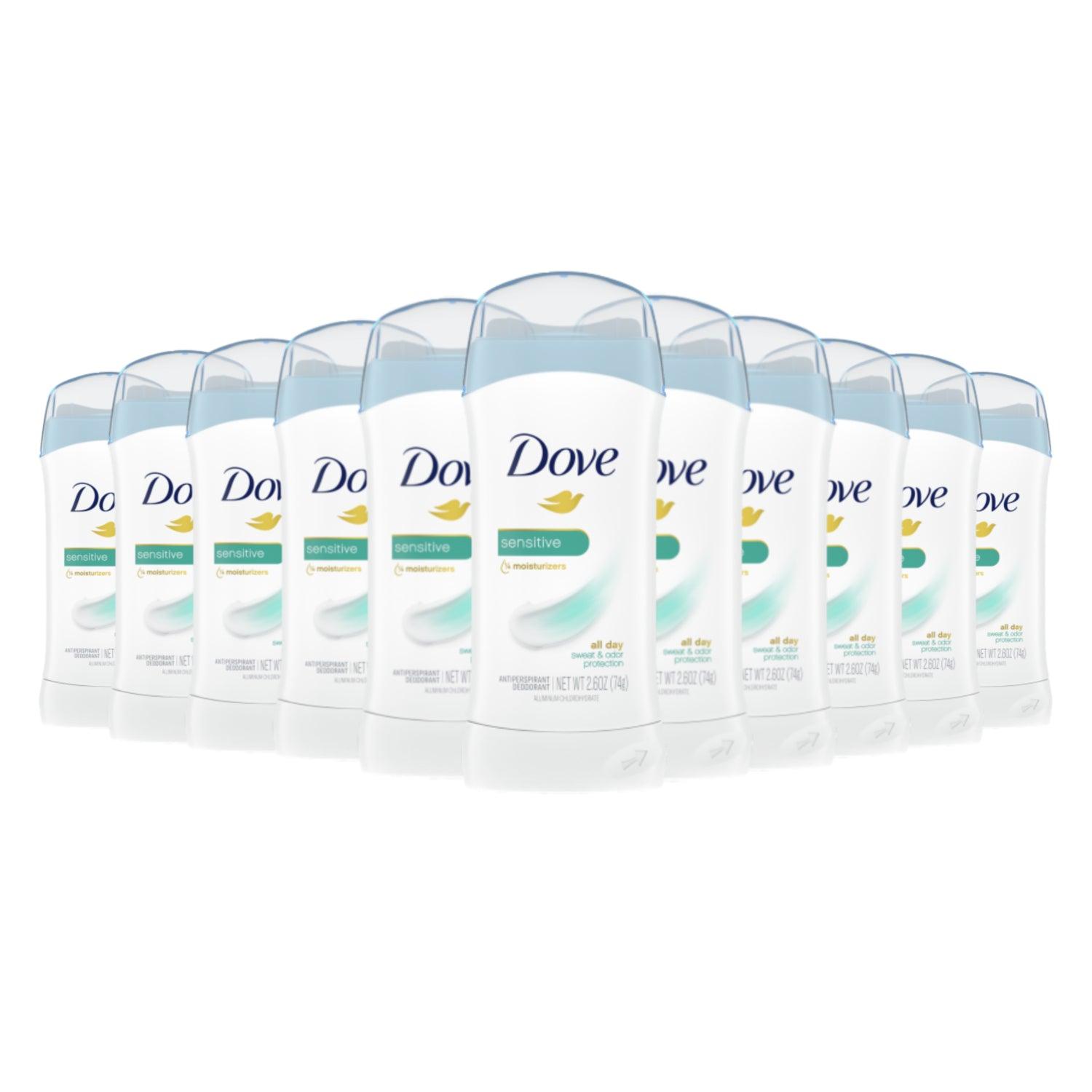 Dove - Invisible Solid Antiperspirant  Deodorant stick for women Sensitive, 2.6 oz  - 12 Pack