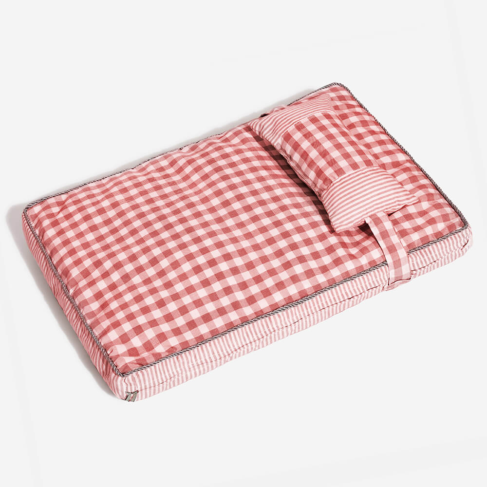 Fashion Checkered Pattern Washable Dog & Cat Bed With Pillow