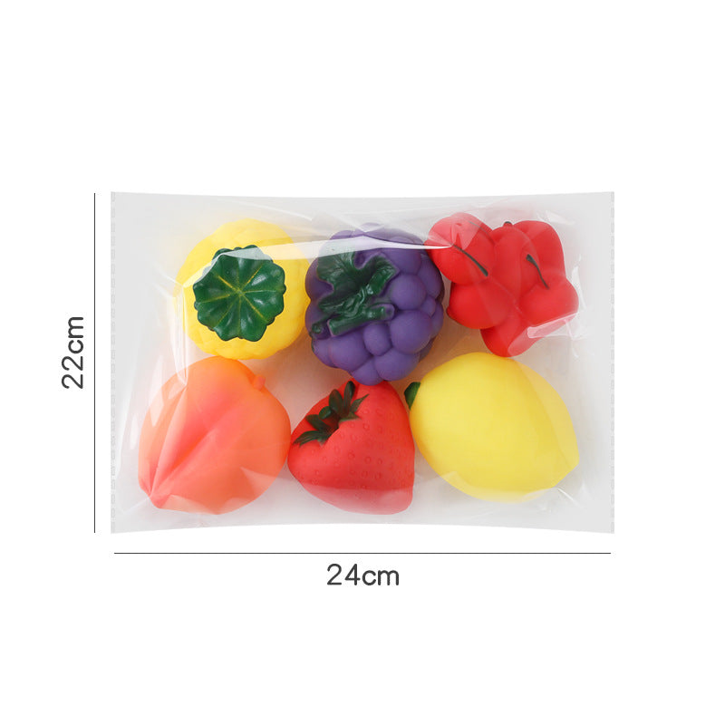 Children's Bath Toys Simulation Fruit And Vegetable Kneading Sound Puzzle Baby Baby Bathroom Water Toys Wholesale