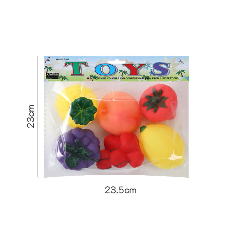 Children's Bath Toys Simulation Fruit And Vegetable Kneading Sound Puzzle Baby Baby Bathroom Water Toys Wholesale