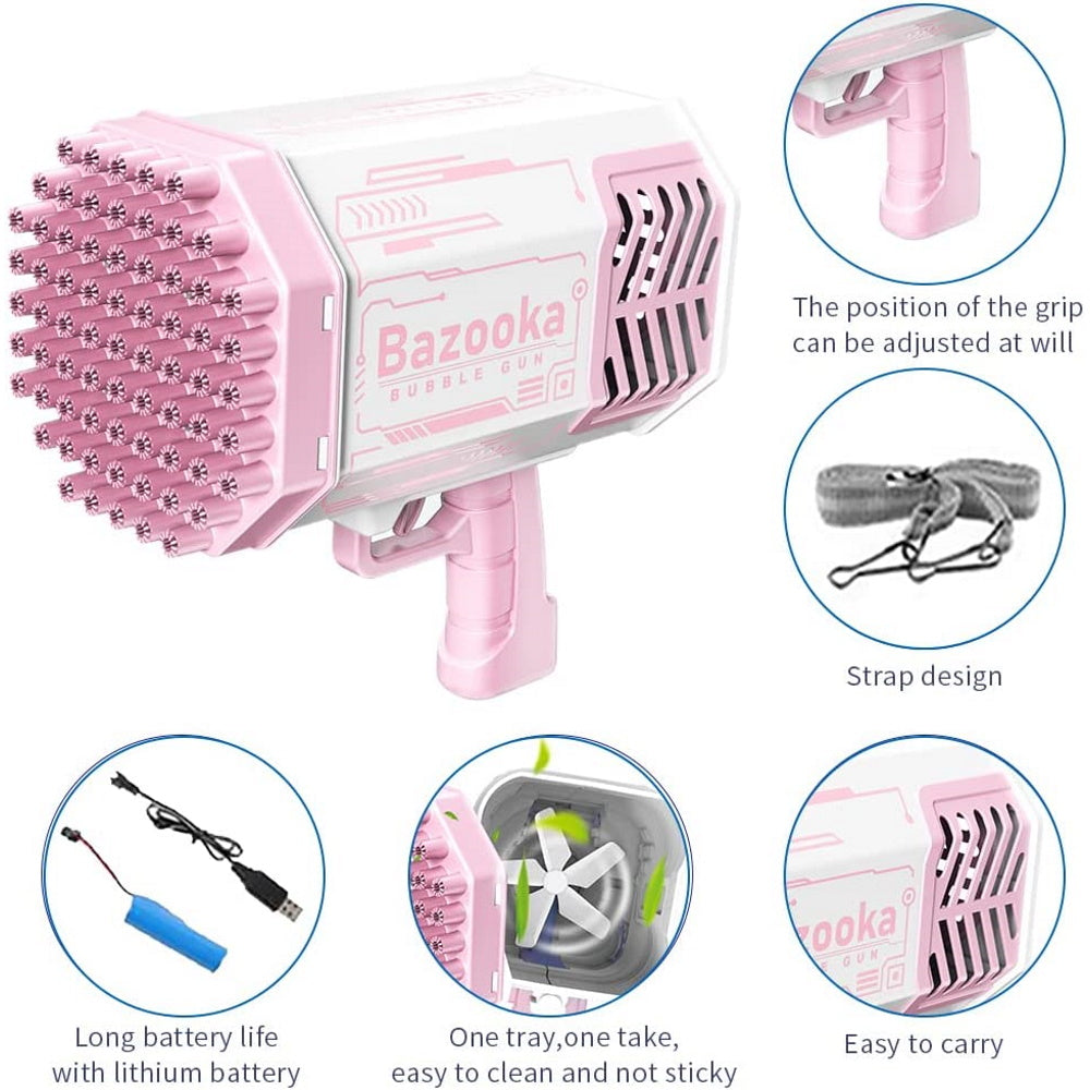 69 Holes Rocket Bubble Machine Gun - Pink