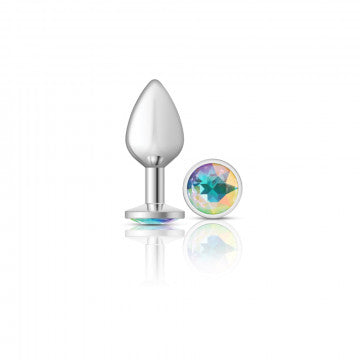 Cheeky Charms Silver Plug with Round Iridescent Gem