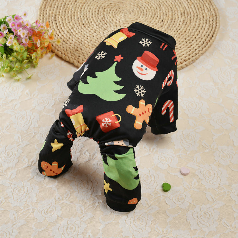 Christmas Dog Pajamas Pet Clothes Costume Apparel Jumpsuit Puppy
