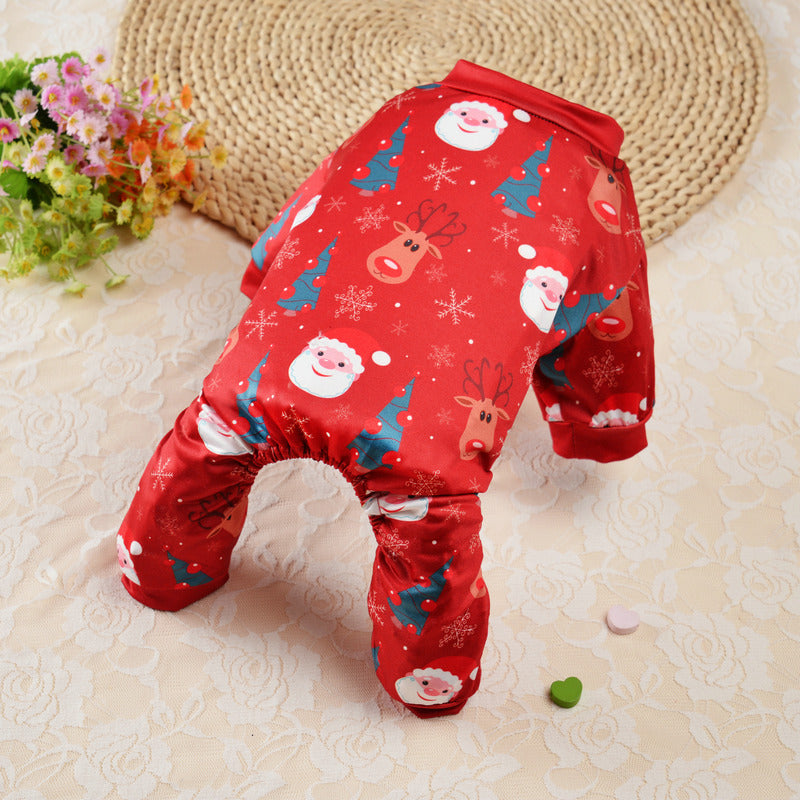 Christmas Dog Pajamas Pet Clothes Costume Apparel Jumpsuit Puppy