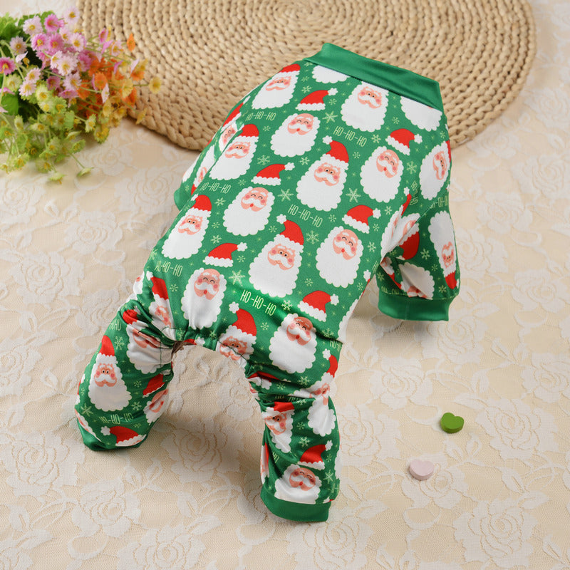 Christmas Dog Pajamas Pet Clothes Costume Apparel Jumpsuit Puppy