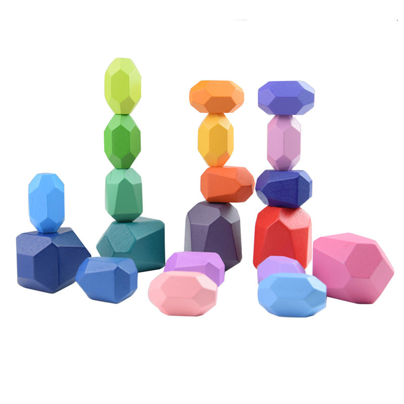 Children's Jenga High Wooden Colored Stone Jenga Educational Toys