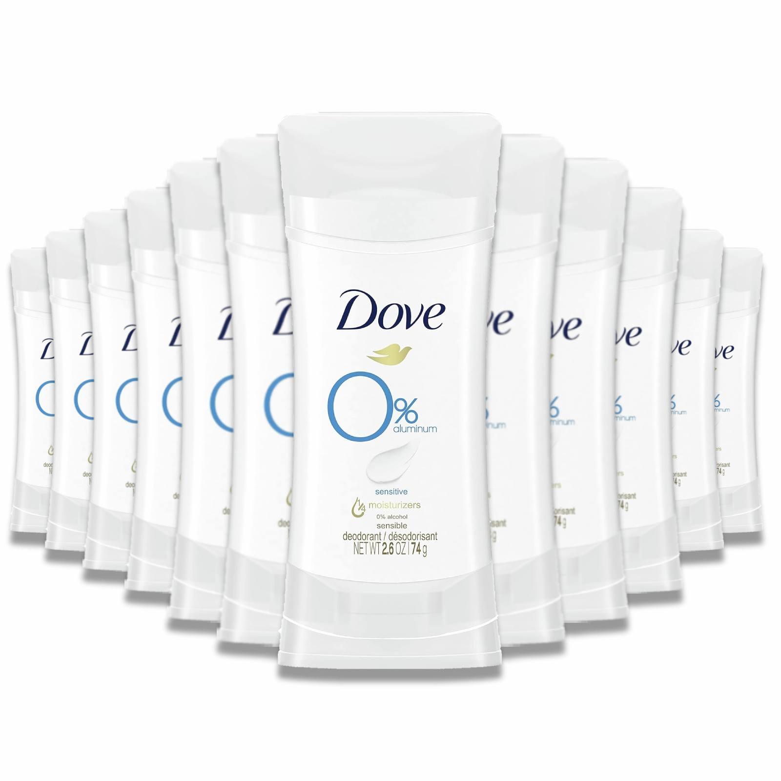 Dove - Deodorant for Women Sensitive, Odour Protection, Safe for Sensitive Skin, Aluminum Free - 2.6 Oz - 12 Pack