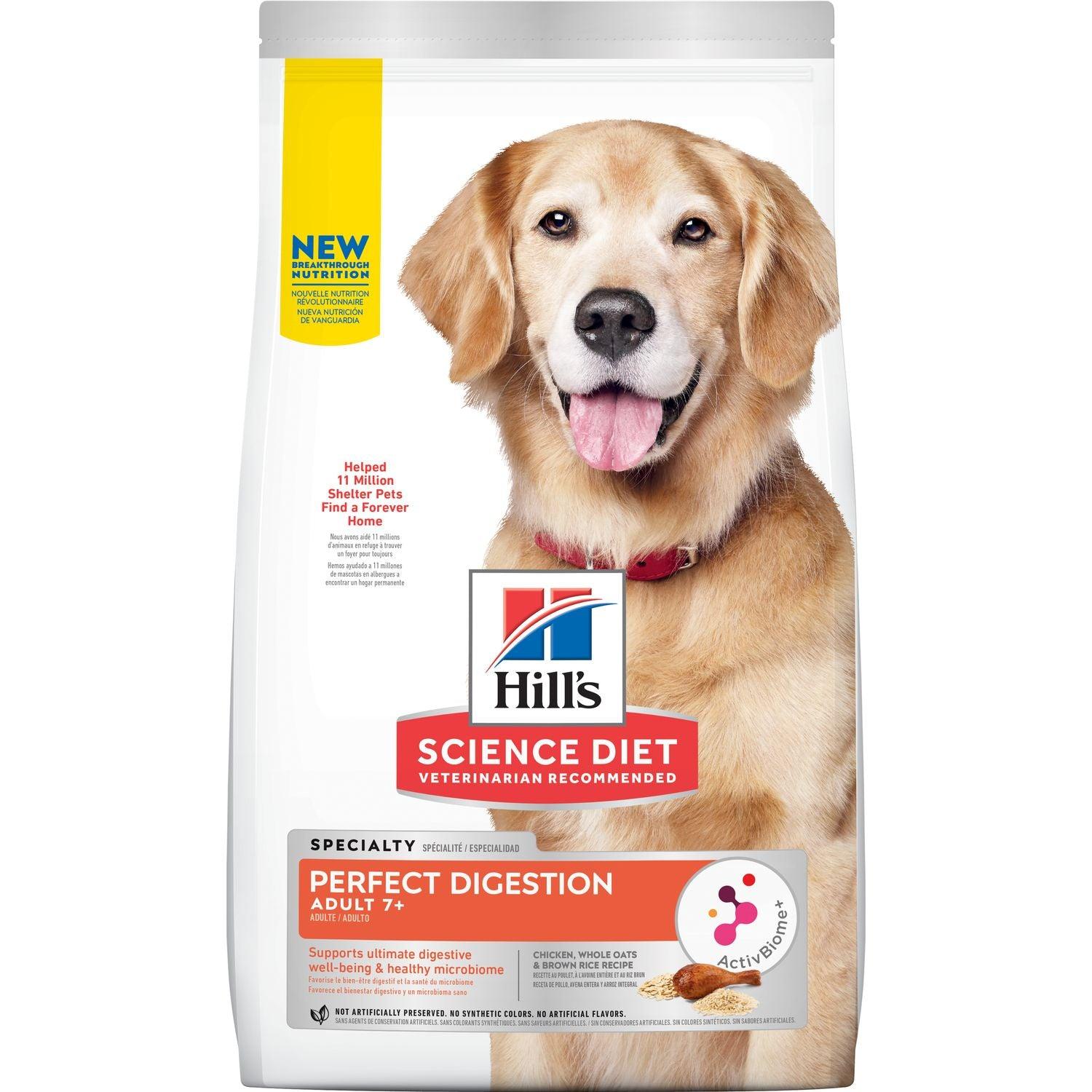 Hill's Science Diet Adult 7+ Perfect Digestion Chicken, Whole Oats & Brown Rice Recipe Dog Food